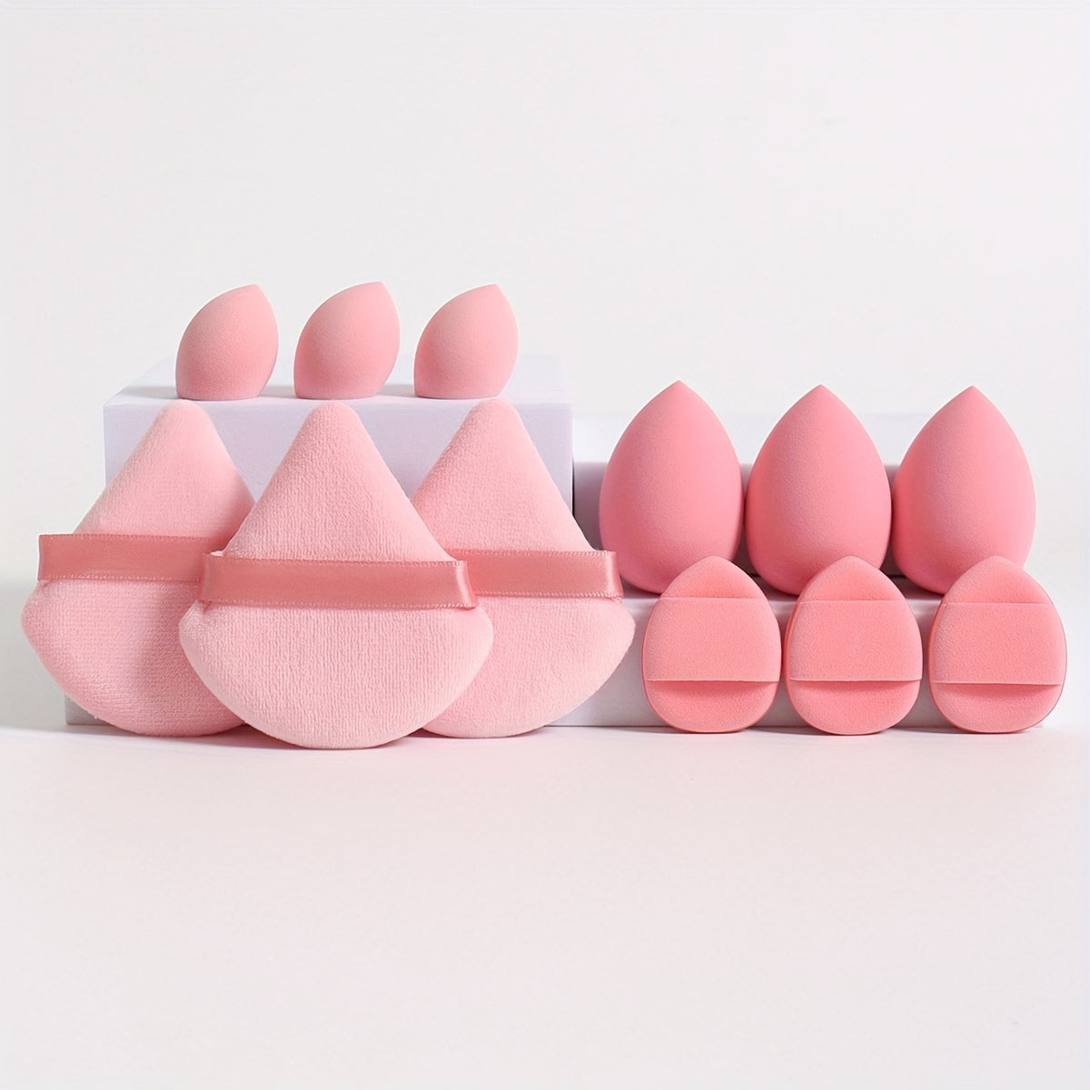 12-Piece Multi-functional Makeup Sponge Puff Set, Flawless Blending For Liquids, Creams & Powders, Latex-Free, Dry & Wet Dual-Use Foundation, Contouring & Highlighting Sponges With Mini Cushion Puffs For All Skin Types