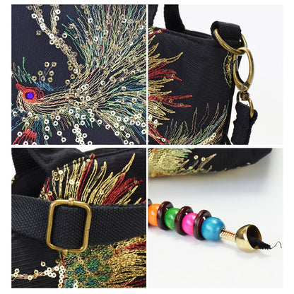 Women's Embroidered Satchel Bag, Fashion Double Handle Purse, Retro Style Handbag With Removable Strap
