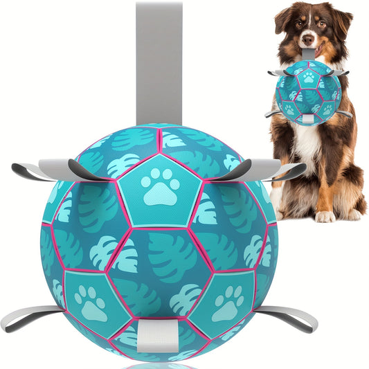 Pet Dog Toy with Built-in Rope and Inflatable Football for Interactive Dog Toy, Indoor and Outdoor Dog Toy, Lake Blue Dog Football Suitable for Large, Medium and Small Dogs
