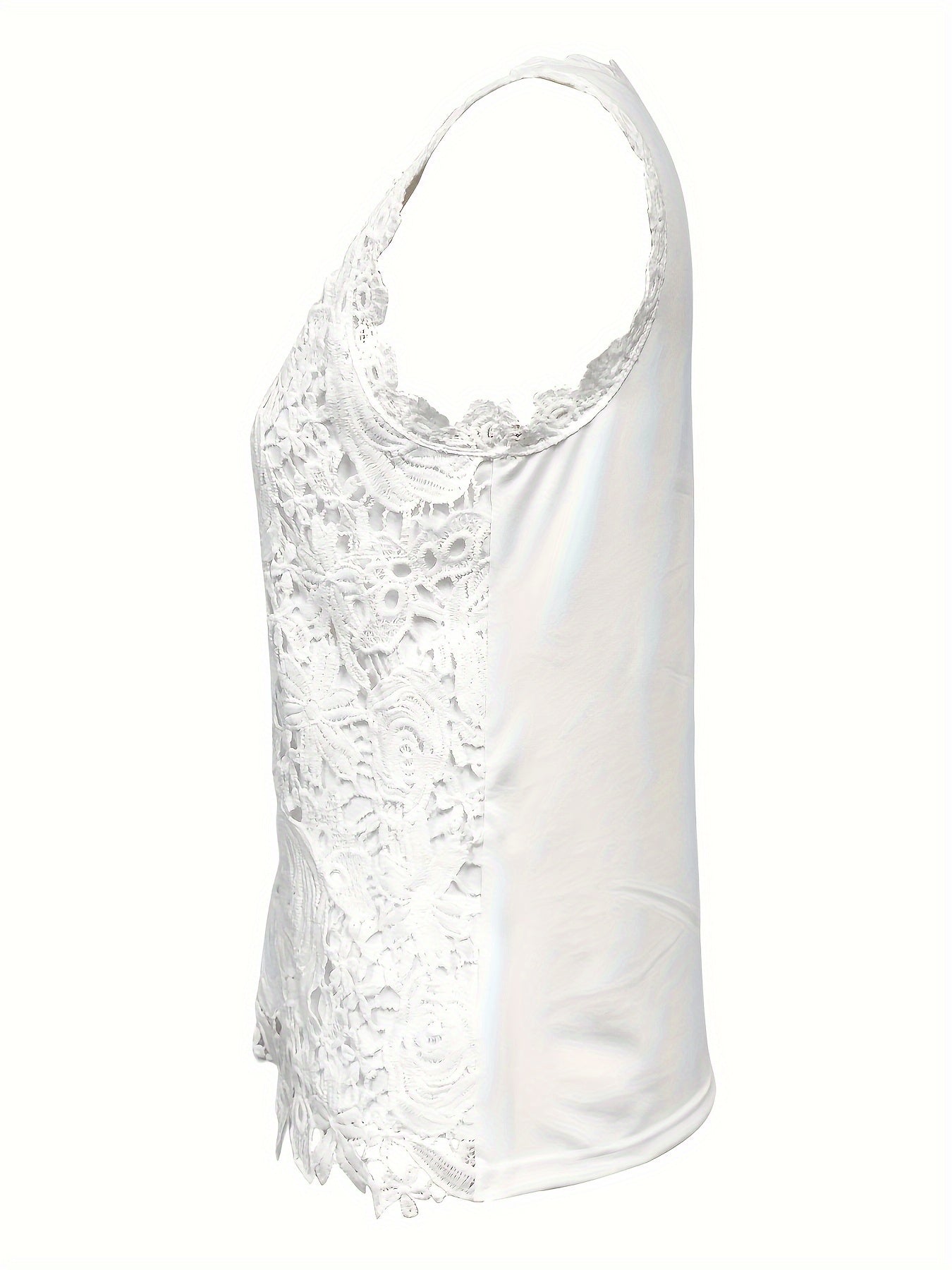 Solid Lace Short Sleeve Top, Versatile Blouse For Spring & Summer, Women's Clothing