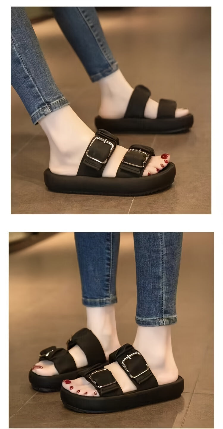 [New Style Thick Sole Slippers] New Style Thick Sole Slippers - Anti-slip Beach Slippers for Pregnant Women in Summer 2024 - Cool High-end One-Word Slippers
