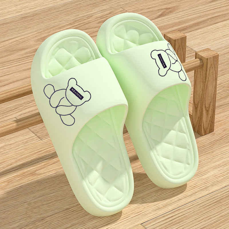 Adorable Cartoon Bear Women's Home Indoor Lightweight Anti-slip EVA Slippers, Fashionable Casual Beach Sandals