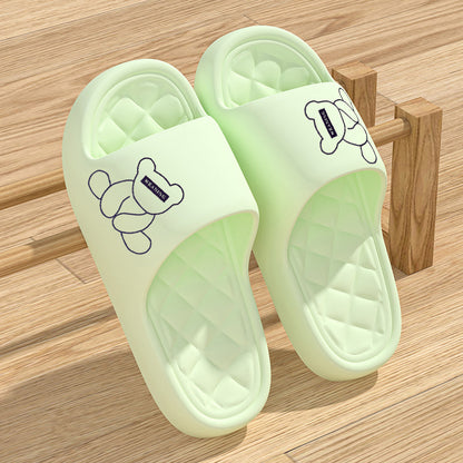 Adorable Cartoon Bear Women's Home Indoor Lightweight Anti-slip EVA Slippers, Fashionable Casual Beach Sandals