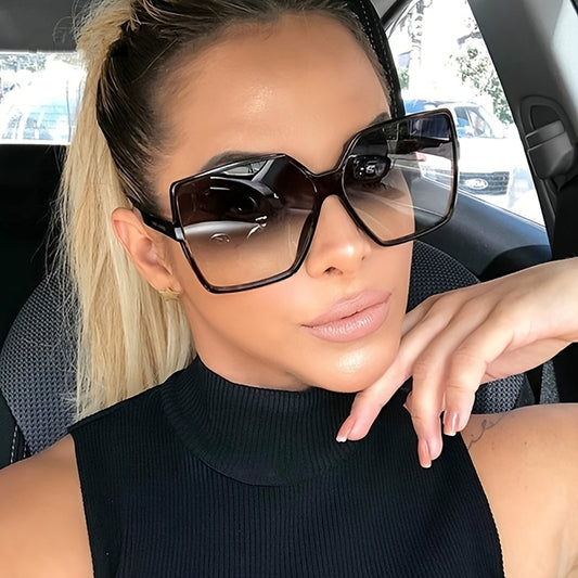 Fashion Women Oversize Sunglasses Gradient Lens Plastic Big Frame For Driving Travel