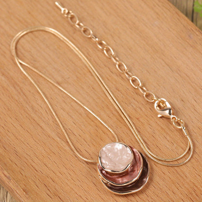 [1pc Elegant Blue Pendant] Elegant Blue Enamel 1pc Pendant Necklace | Zinc Alloy with Golden Accents, Twisted Rope Chain Design, Sophisticated Accessory for Formal or Casual Attire