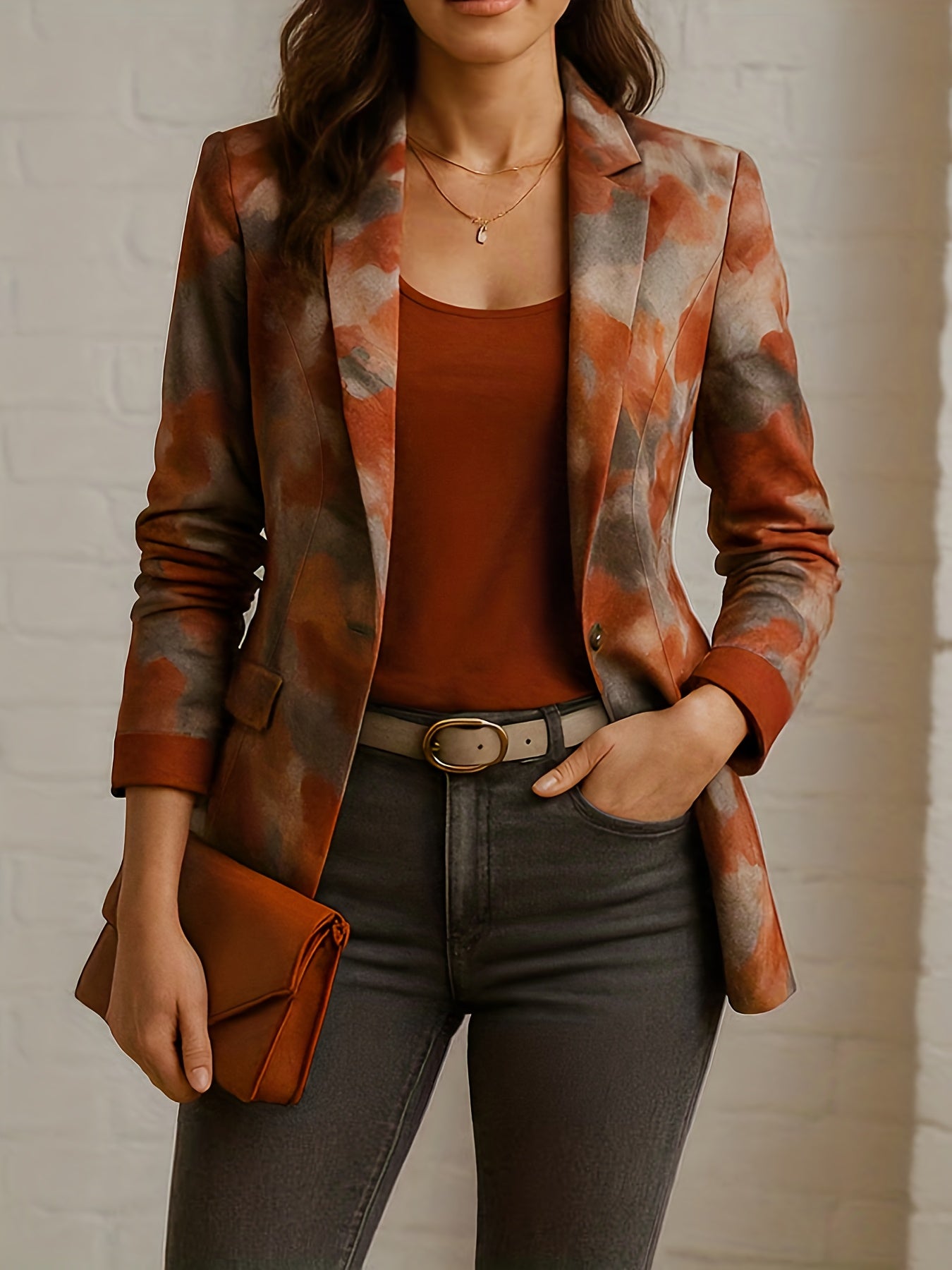 Chic All Over Print Blazer | Regular Sleeve, Single Button Placket, Versatile Slim Fit Jacket for All Seasons