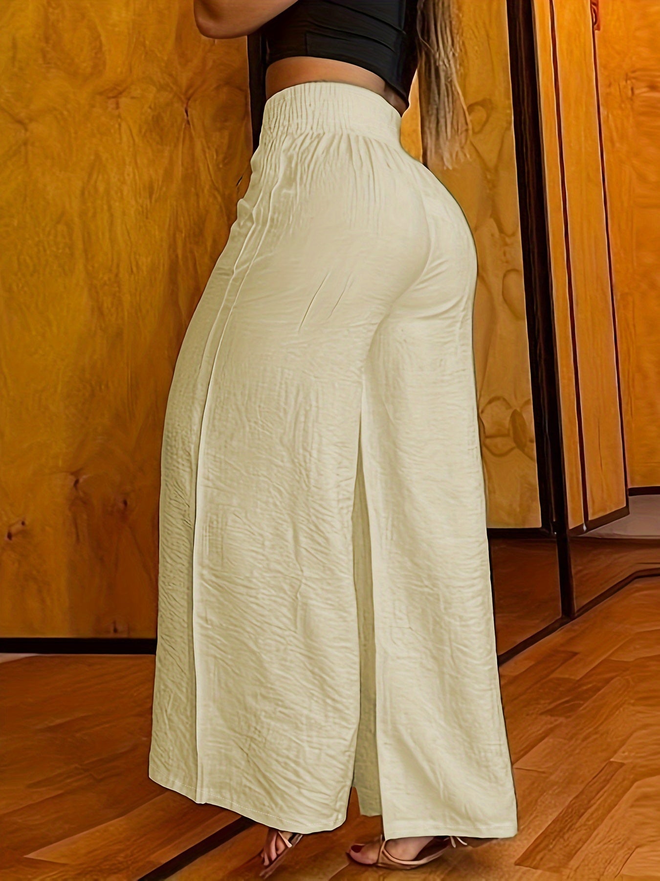 Abstract Face Print Pants, Casual Wide Leg High Waist Pants, Women's Clothing