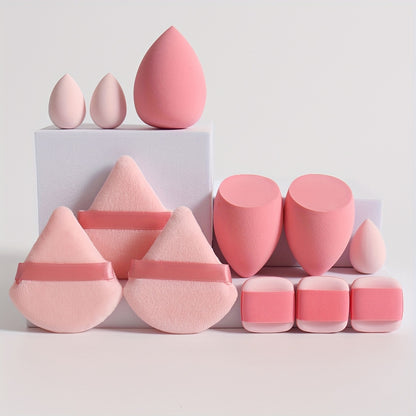 12-Piece Multi-functional Makeup Sponge Puff Set, Flawless Blending For Liquids, Creams & Powders, Latex-Free, Dry & Wet Dual-Use Foundation, Contouring & Highlighting Sponges With Mini Cushion Puffs For All Skin Types