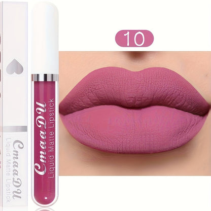 Long-Lasting Matte Liquid Lipstick - Waterproof, Non-Stick, Fruit Scented, Sweatproof, Hydrating, Lightweight, Durable Makeup for Dining, Swimming, Summer - Fruit Fragrance, Cup-Shaped Applicator