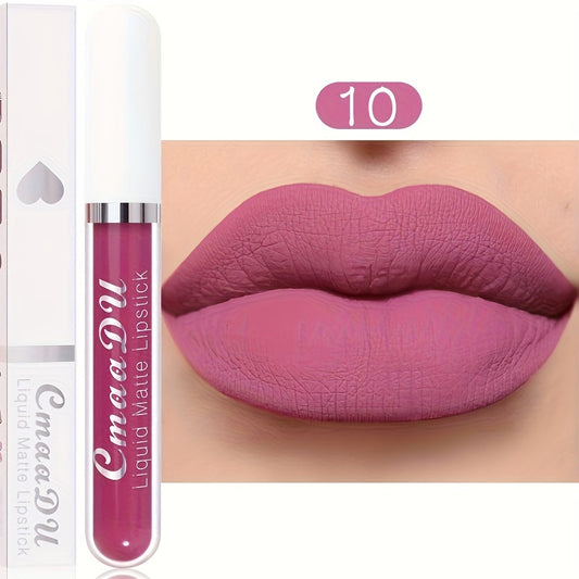 Long-Lasting Matte Liquid Lipstick - Waterproof, Non-Stick, Fruit Scented, Sweatproof, Hydrating, Lightweight, Durable Makeup for Dining, Swimming, Summer - Fruit Fragrance, Cup-Shaped Applicator