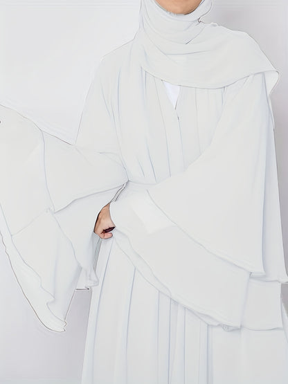 Ramadan Islamic Modest Dress Without Hijab, Long Sleeve Open Front Casual Modest Muslim Dress, Women's Clothing