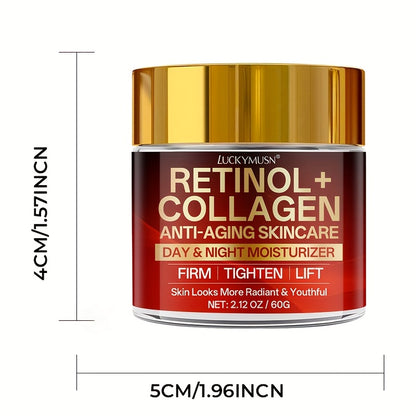 [Retinol Collagen Cream] Retinol Collagen Cream | Hydrates, Tightens, And Lifts Drooping Skin, Enhances Elasticity, Balances Skin Tone, Includes Hyaluronic Acid, Vitamin C, And Peptides, For All Skin Types