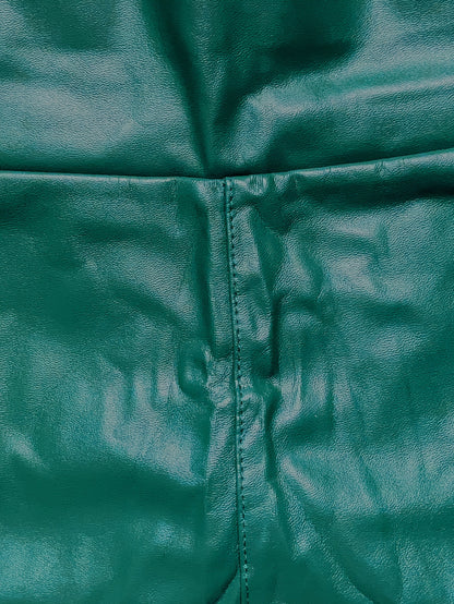 Solid Faux Leather Skinny Leggings, Vintage High Waist Slim Leggings, Women's Clothing