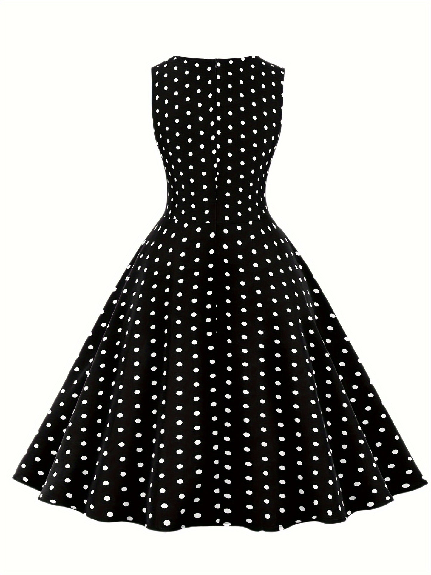 Women's Chic Sleeveless Polka Dot Dress - Vintage-Inspired Summer Sundress With Breathable Fabric, Perfect for Vacation Parties & Spring/Summer Celebrations