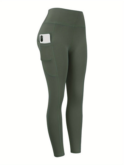 4pcs High Waist Yoga Leggings With Pocket For Women, Solid Color, Tight Fit, Women's Activewear