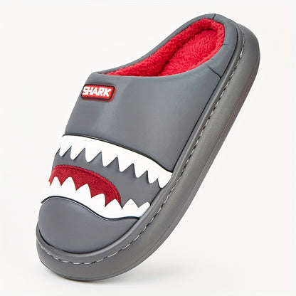 Trendy Animal Shark House Slippers For Women, Warm Lightweight Non-Slip Slip-On Indoor Home Shoes, Closed-Toe Kawaii Slippers Winter