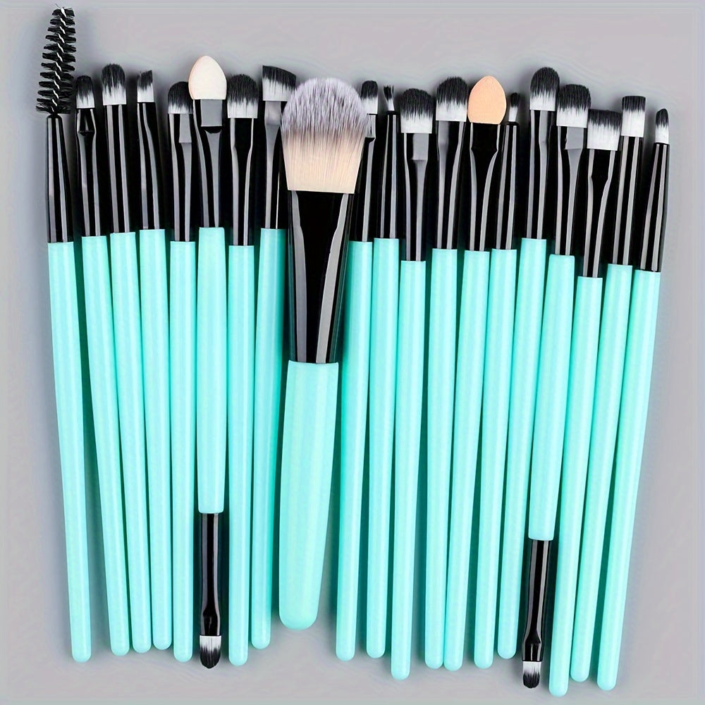 20-Piece Hypoallergenic Makeup Brush Set with Nylon Bristles - Luxe Palm Brushes for Foundation, Blush, Eye Shadow, Eyebrow, & Lip, All Skin Types, ABS Rod - Professional & Beginner Kit, Travel-Friendly