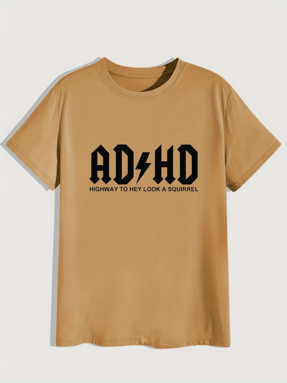 Mens ADHD Graphic Tee - Comfortable & Fashionable Casual Tee with Slight Stretch - Breathable Summer Wear for Trendsetters