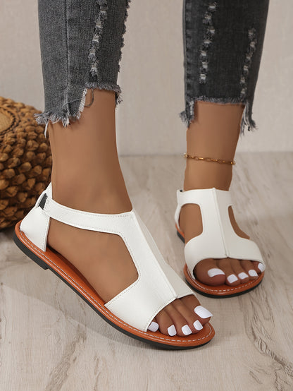 Women's D'Orsay Flat Sandals, Casual Peep Toe Summer Shoes, Lightweight Outdoor Beach Sandals