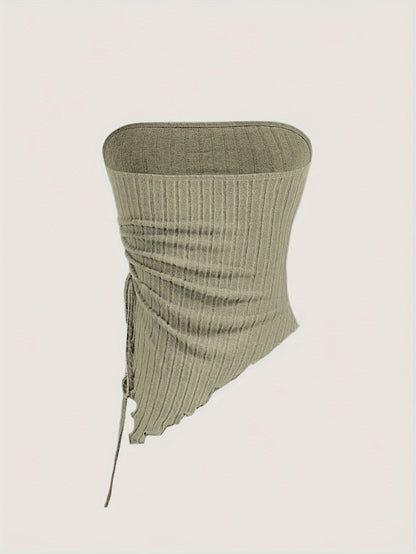 Siamese Cat Print Women's Drawstring Off-Shoulder Asymmetrical Hem Tank Top