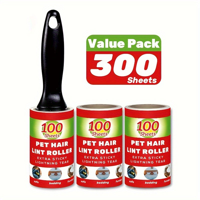 [100 Sheets Pet Hair Remover Rollers] Value Pack of 100/300/400/600 Sheets of Pe