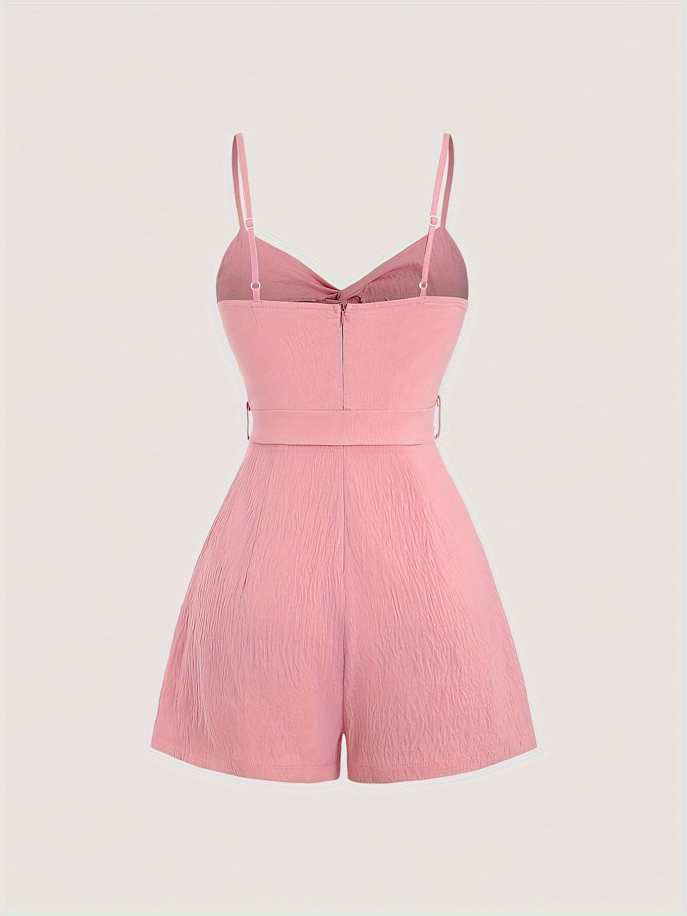 Elegant Bowknot Romper with Tie Waist - Chic Solid Color, V-Neck, Sleeveless Jumpsuit for Women - Perfect for Vacation, Parties & Casual Outfits, Vacation Dress | Bowknot Design | Twist Detail, Bowknot Jumpsuit