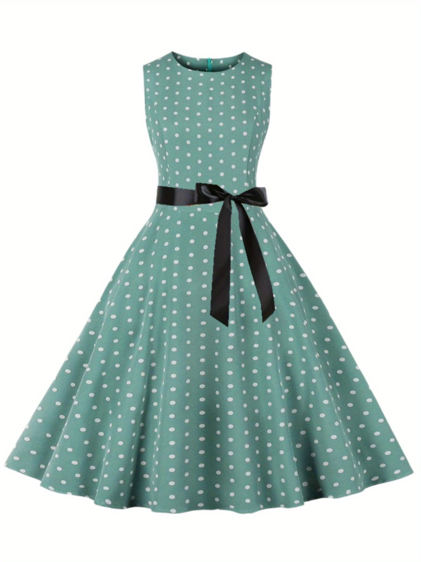 Women's Chic Sleeveless Polka Dot Dress - Vintage-Inspired Summer Sundress With Breathable Fabric, Perfect for Vacation Parties & Spring/Summer Celebrations