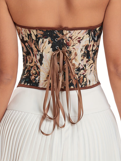 Lace Up Off Shoulder Non-Stretch Shaping Top, Women's Tight Bone Corset Top, Women's Activewear