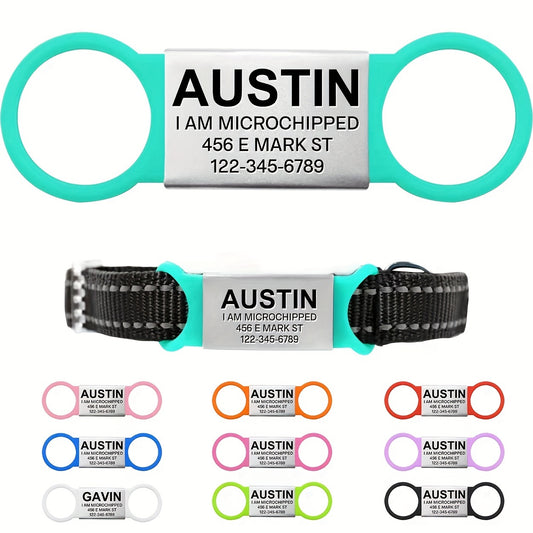 [Fast Arrival] Personalized Pet ID Tag - Durable, Noise-Free, Stylish Slide-On Tag with Engraved Pet's Name, Perfect for Dogs and Cats - Easy to Read, Long-Lasting, and Attractive Design