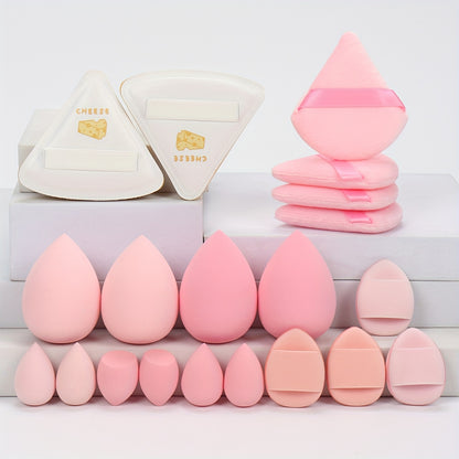 Marshmallow 20pcs Set, 2 Cushion Puffs & 4 Loose Puffs & 4 Makeup Sponges & 6 Mini Makeup Sponges & 4 Mini Cushion Puffs, Beauty Makeup Sponges Mixed with BB Cream, Liquid Foundation, Concealer for Use, Especially Suitable fo