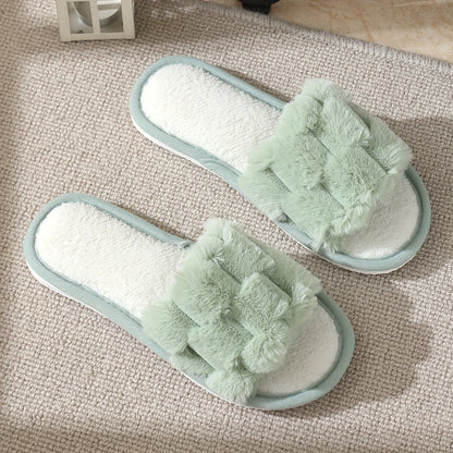 [Plush Slippers] Comfortable Plush Women's Slippers | Non-Slip, Breathable, Open-Toe Indoor Floor Slippers for Autumn And Winter, Suitable for All Seasons