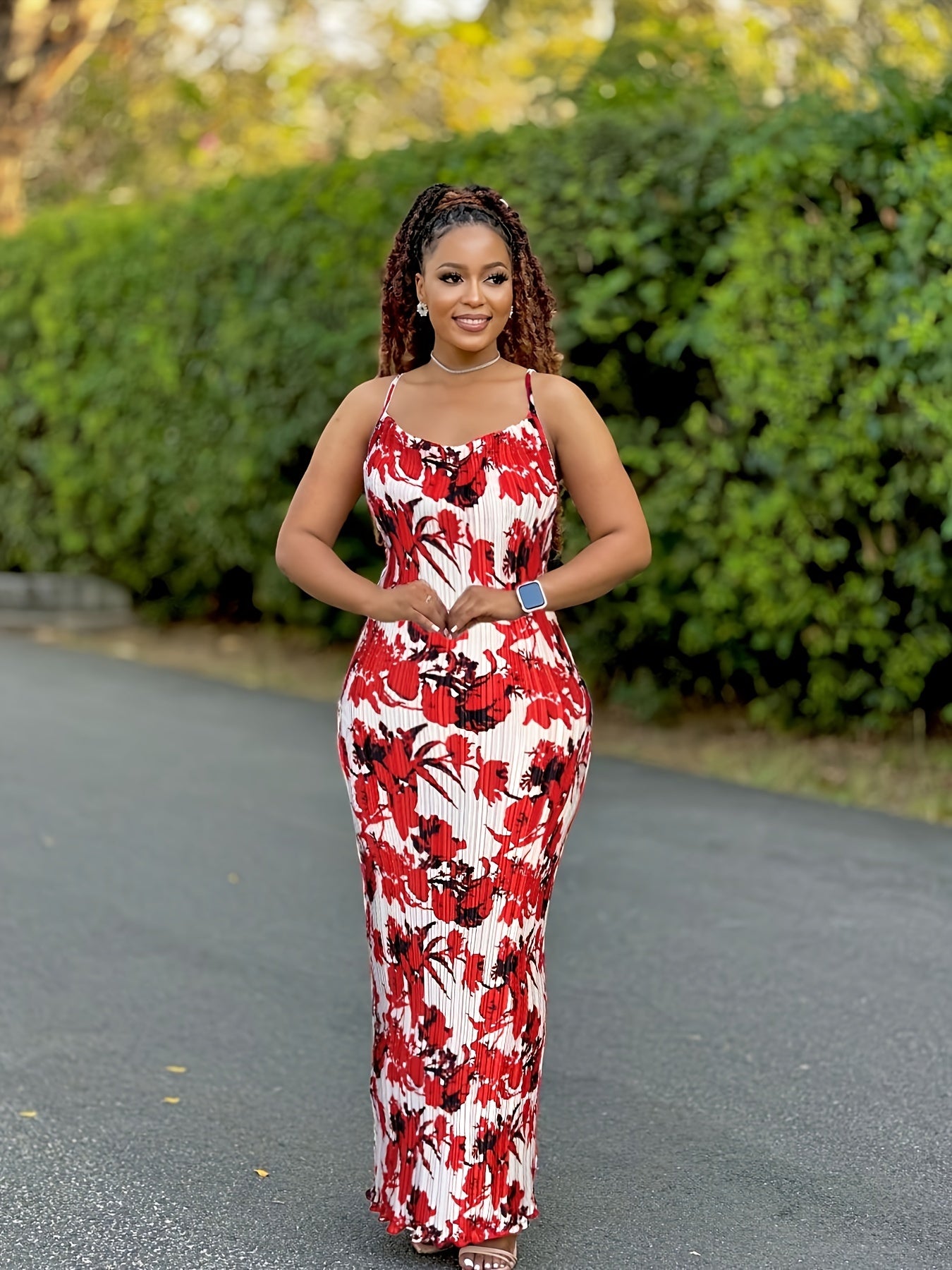 Tie Dye Print Pleated Dress, Summer Spaghetti Strap Bodycon Dress, Women's Clothing