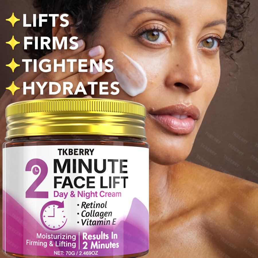 2-Minute Face Lift Day & Night Cream - Collagen Lift & Tight Face Cream with Retinol, Collagen, Turmeric, Hyaluronic Acid & Vitamin CE - Moisturizing & Smoothing for All Skin Types - Alcohol-Free, 24-Hour Hydration, Face Loti