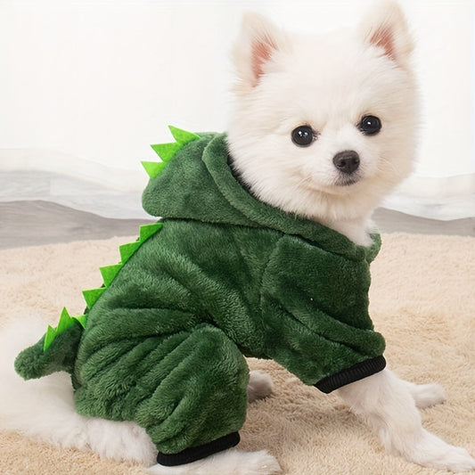 Cute & Comfy Dino Costume for Small Pets - Easy-Pullover, Knit Dinosaur Outfit for Dogs & Cats