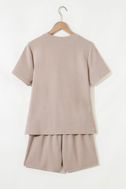 Jet Stream Textured Colorblock Patchwork Tee and Shorts Set