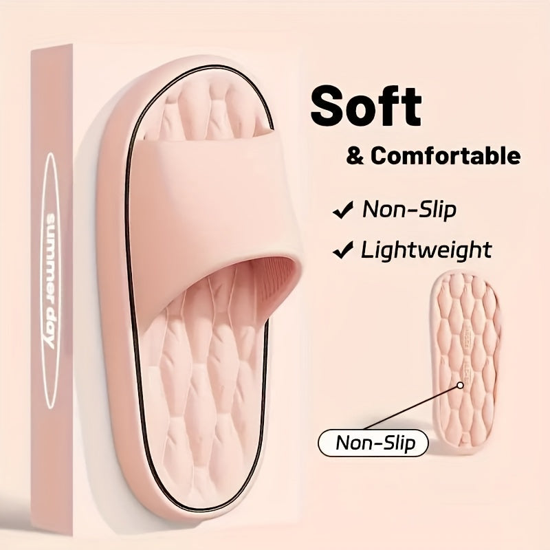 Soft, Comfortable Women's EVA Slip-On Slippers - Lightweight, Non-Slip, Breathable, Durable Indoor/Outdoor Sandals with Thick Cushioned Sole, Anti-Shit Design & Ergonomic Support, Pastel Pink Casual House Shoes for All Season