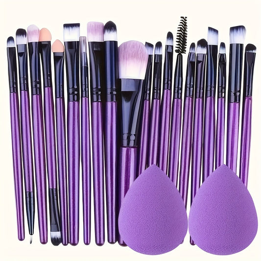 20-Piece Hypoallergenic Makeup Brush Set with Nylon Bristles - Luxe Palm Brushes for Foundation, Blush, Eye Shadow, Eyebrow, & Lip, All Skin Types, ABS Rod - Professional & Beginner Kit, Travel-Friendly