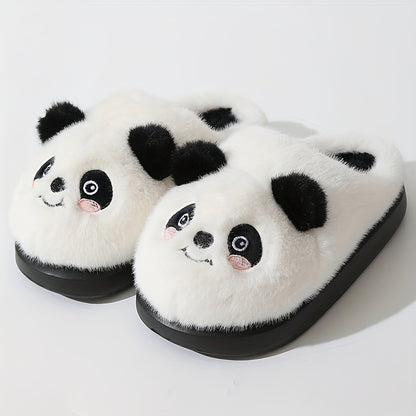 Winter New Cartoon Panda Cute Plush Slippers For Women's Indoor Home, Warm And Comfortable, Anti Slip Soft Slippers