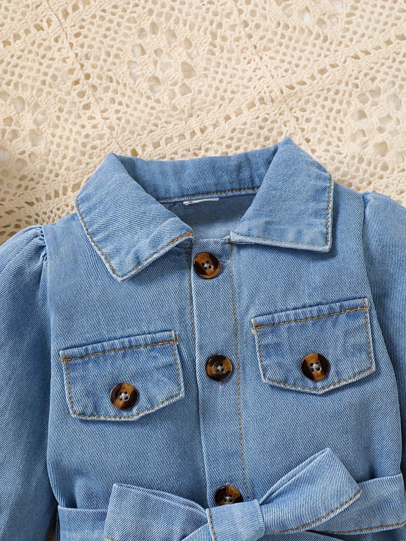 A Babygirl Open Collar Long Sleeve Ripped Denim Jumpsuit Spring And Autumn