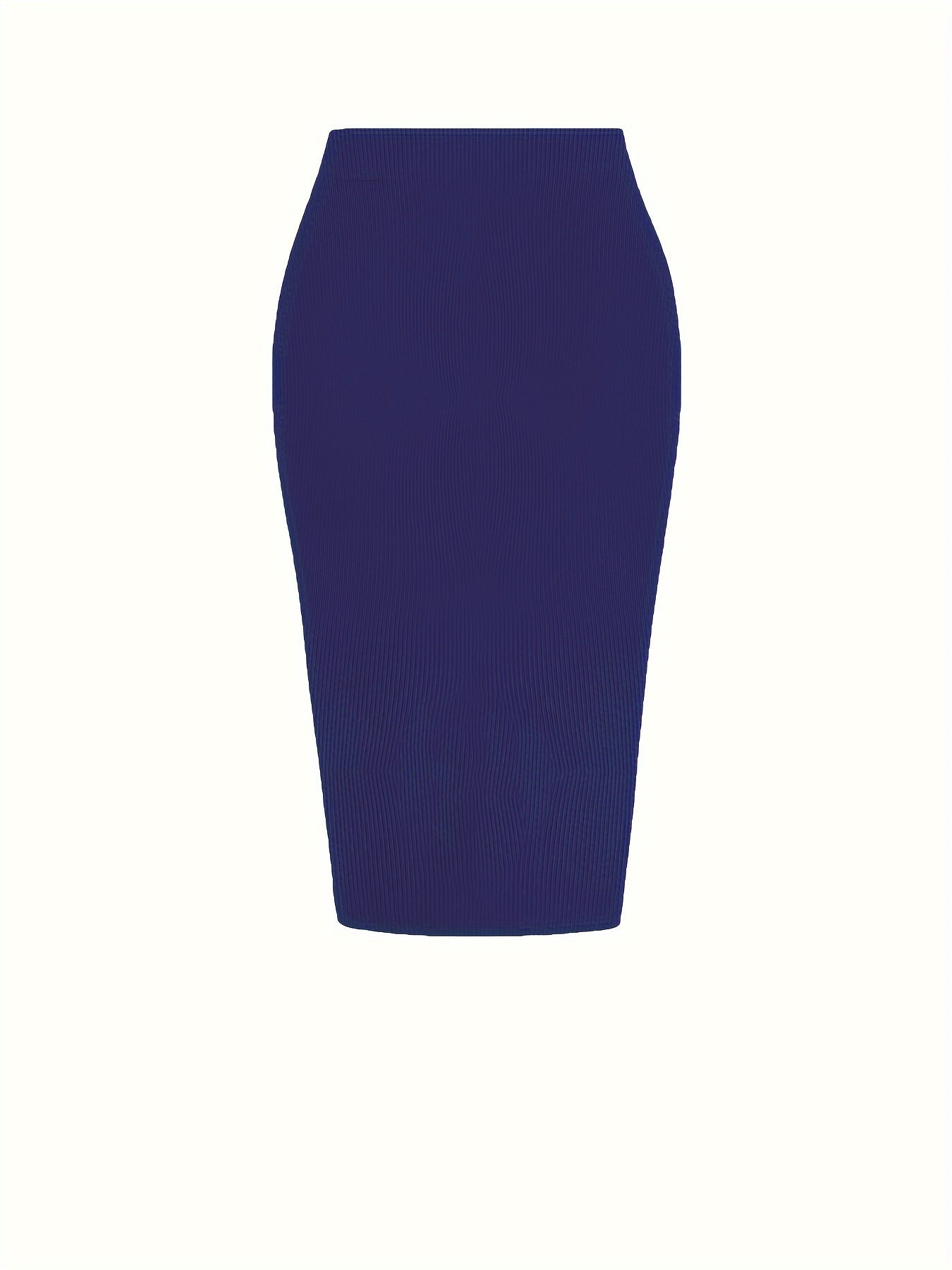 Solid Ruched Drawstring Split Skirt, Casual Bodycon Stretchy Skirt For Spring & Summer, Women's Clothing