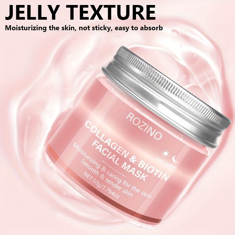 50gbiotin collagen day and night mask, moisturizing, keep the Light Beige hydrated and full, firming the Light Beige, brightening the Light Beige, smoothing the Light Beige, making the Light Beige look younger, suitable for d