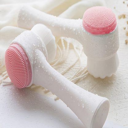 1pc multi-functional double-sided silicone cleaning surface and soft hair surface brush, cleansing brush and skin exfoliating scrub pore cleanser