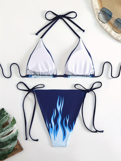 Split-Print Bikini Swimsuit
