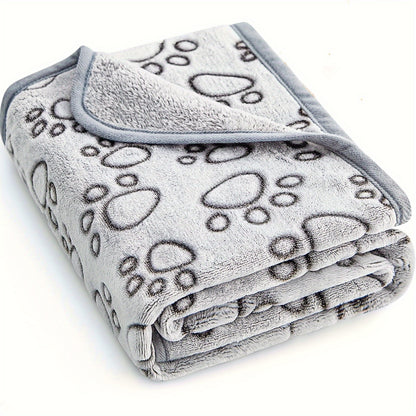 1pc Comfy Puppy Blanket with Cute Paw Prints - Soft, Warm Fleece for Dogs and Cats - Ideal for Nap Time and Travel
